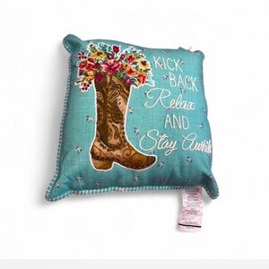 Western Cowboy Boot Throw Pillow